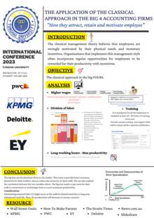 The Application of the Classical Approach in the Big 4 Accounting Firms: How They Attract, Retain and Motivate Employees