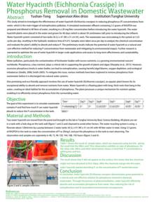 Water Hyacinth (Eichhornia Crassipes) in Phosphorus Removal in Domestic Wastewater
