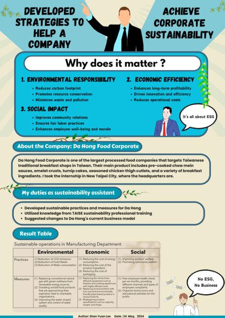 Developed Strategies to Help a Company Achieve Corporate Sustainability
