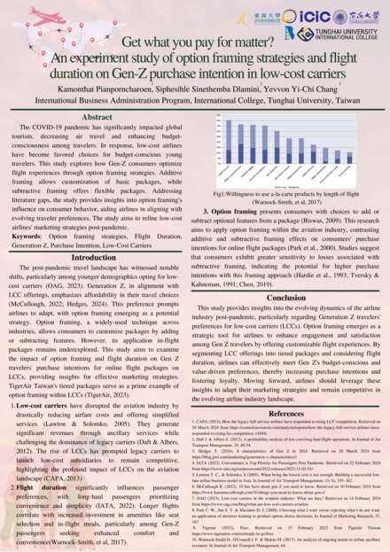 Get What You Pay For? An Experiment Study of Option Framing Strategies and Flight Duration on Gen-Z Purchase Intention in Low-Cost Carriers