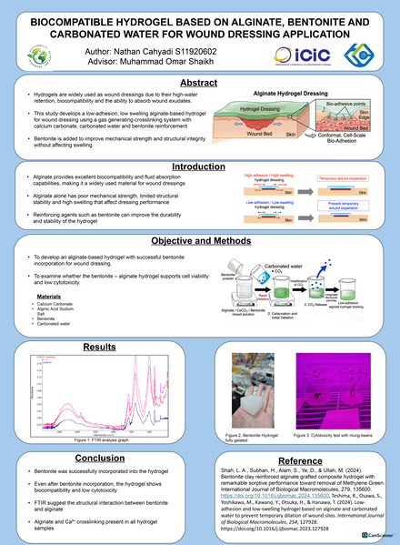 Biocompatible Hydrogel based on alginate, bentonite and carbonated water for wound dressing application